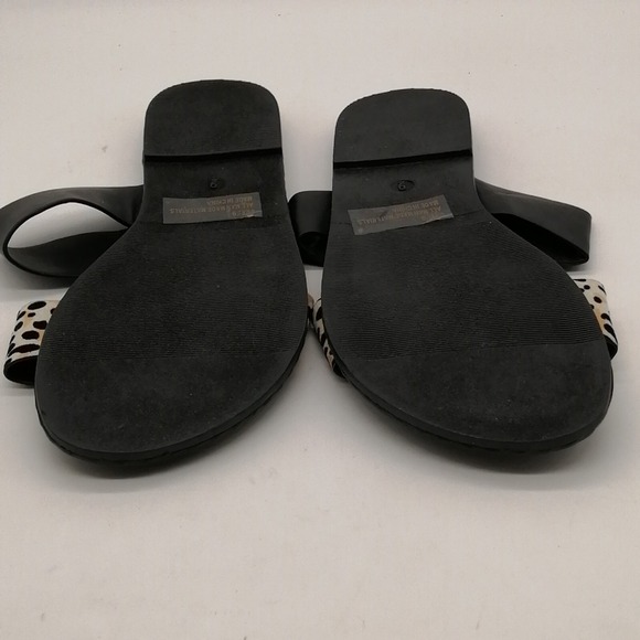 Qupid Sandals Womens Black Leopard 9 Strappy Slide Shoe Dressy Flat Studded 9 - Picture 9 of 11